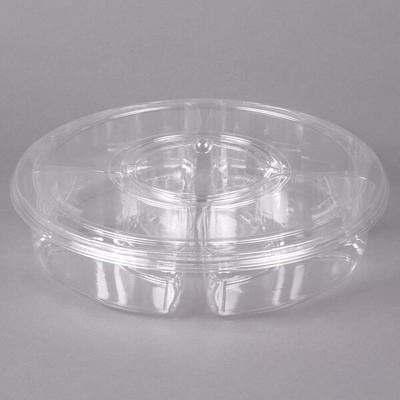 Polar Pak 5H138-4+1P-C 13 Clear PET Round 5 Compartment Catering Tray with  Lid - 5/Pack