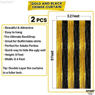 KatchOn, Xtralarge Black and Gold Streamers - 8x3.2 Feet, Pack of 2, Black  and Gold Fringe Curtain for Black and Gold Party Decorations