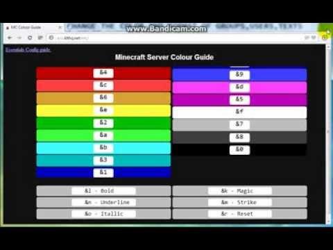 Chat Minecraft Colour Codes - XYZ de Code