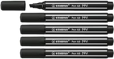 STABILO Premium Fibre-Tip Pen with Chisel Tip Pen 68 MAX - Pack of 5 - Black  - Yahoo Shopping