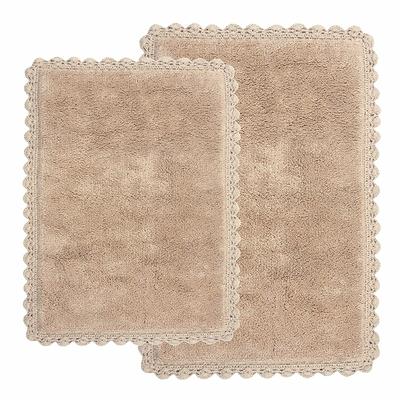 Chesapeake Crochet Cotton Anti Skid 2 Piece Bath Rug Set