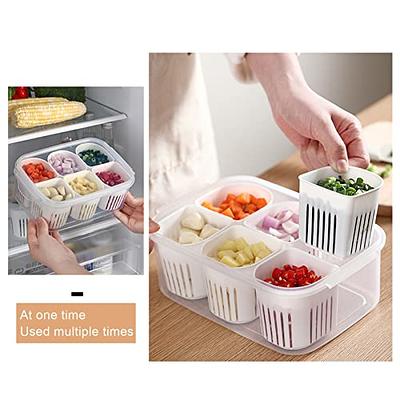 Set of 8, Stackable Clear Bins with Removable Dividers - Food