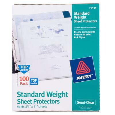 Staples Standard Weight Sheet Protectors, 8.5 x 11, Clear, 100