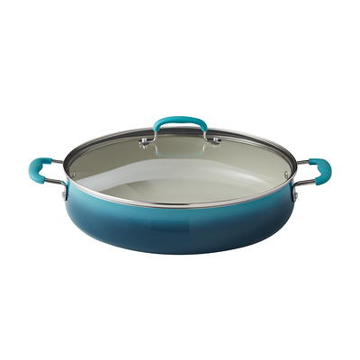 Mainstays Ceramic Nonstick 12 Piece Cookware Set, Teal Ombre, Hand