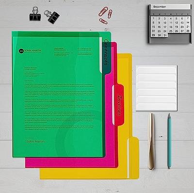 Poly Project Document Pockets, 18 Pack, 1/3 Cut Tabs, Plastic File Jacket  Sleeves for Letter Size Paper, 6 Translucent Colors, 6 Full Sets of Tabbed  Folders, by Better Office Products - Yahoo Shopping