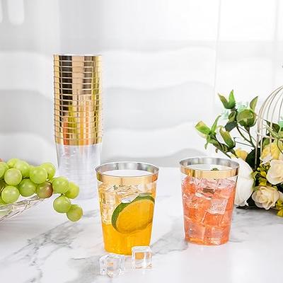 I00000 200 Pack Gold Plastic Cups, 10 oz Clear Plastic Cups Gold Rimmed  Disposable Wine Glasses Fancy Disposable Party Cups Wedding Cups Drinking  Tumblers Plastic Cocktail Glasses with Gold Rim - Yahoo Shopping