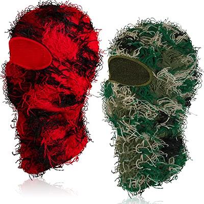 green distressed balaclava ski mask full fuzzy face shield hat breathable  helmet