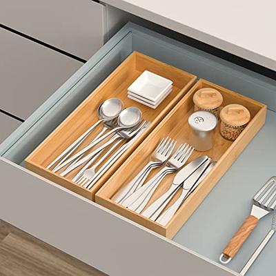 Stackable Bamboo In-Drawer Organizer Trays