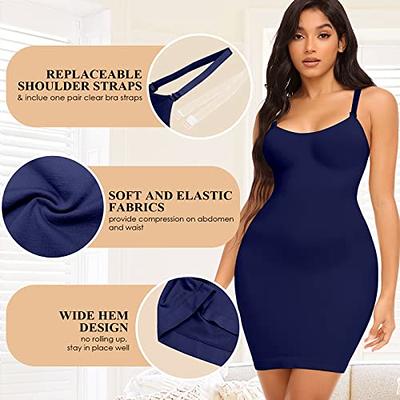 HMQ Women's Shapewear Slips for Under Dresses Tummy Control Full Slip Dress  Seamless Body Shaper Spaghetti Strap Cami Dress - Yahoo Shopping