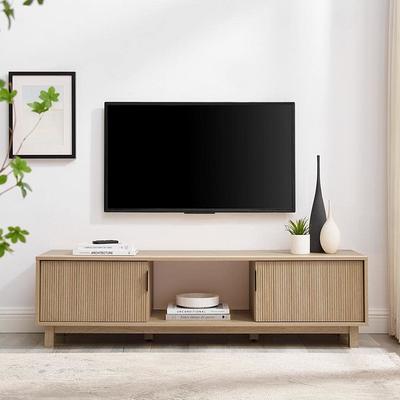 Welwick Designs 70 in. Mocha Wood Mid-Century Modern TV Stand with