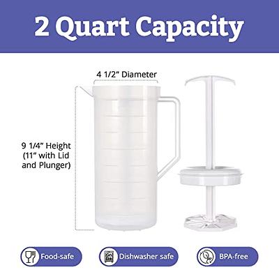 2 Quart Pitcher With Easy Pour Lid White Plastic 