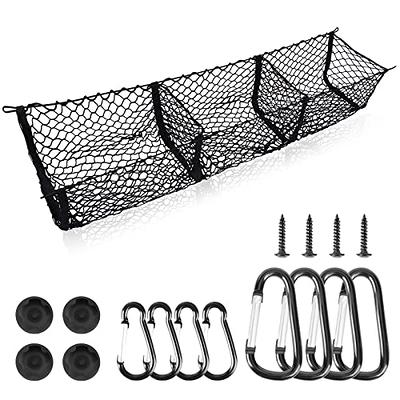 3 Pocket Cargo Net Trunk Bed Organizer, Heavy Duty Cargo Net, Black Mesh  Storage Net Compatible For Suv, Car, Pickup Truck Bed, Etc.with 4 Metal  Hooks