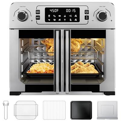 COMFEE' Retro Air Fry Toaster Oven, 7-in-1, 1500W, 19QT Capacity,  Rotisseries, Warm, Broil, Toast, Kitchen Appliance, Black