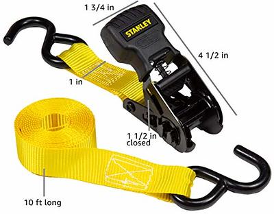 Stanley S10002 Black/Yellow 1 x 10' Ratchet Tie Down Straps - Light Cargo  Securing (1,500 lbs Break Strength), 2 Pack - Yahoo Shopping