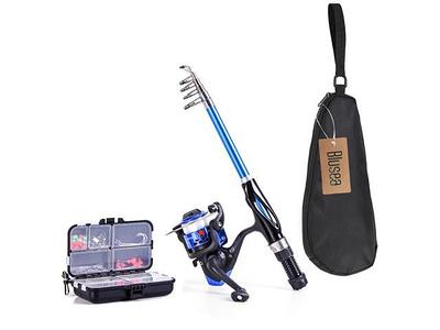 Fishing Rod Reel Combo Full Kit 1.5m Telescopic Fishing Rod Spinning Reel  Set with Hooks Soft Lures Barrel Swivels Storage Bag