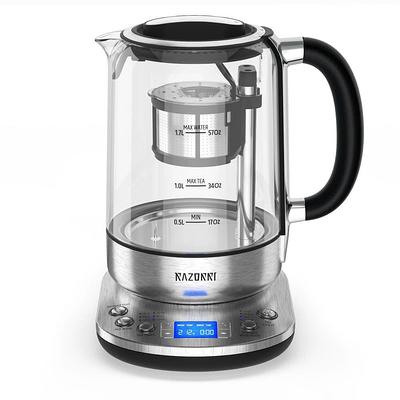 MegaChef 1.7 Liter Glass and Stainless Steel Electric Tea Kettle