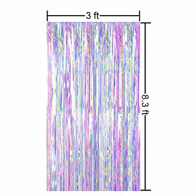 ACCEVO 3Pack Purple Party Streamers 3.2ft x 8.2ft Foil Fringe Curtain  Metallic Streamer Curtains Mermaid Themed Birthday Party Decorations Tinsel