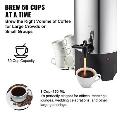 Coffee Urn 30 Cups, 1000W Electric Large Coffee Dispenser with Faucet 5.2L  Stainless Steel Hot Drink Dispenser with Removable Filter for Easy Cleanup