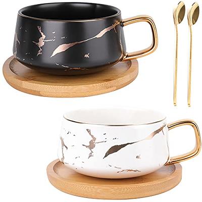 Yesland 2 Pack 10 oz Coffee Cup and Saucer, Ceramic Glossy  Black Cappuccino Cups with Saucers for Coffee Shop and Barista, Perfect for  Specialty Coffee Drinks, Latte, Cafe Mocha and