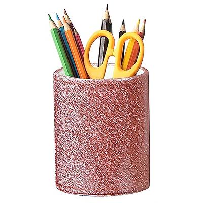 MyGift Multi Colored Solid Wood Pencil Holder Pen Cup, Desktop Stationery Office Supplies Holder for Rulers, Scissors, Markers, Colored Pencils, Set