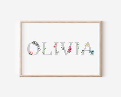 Personalized Custom Name Text With Floral Flower Circle Frame