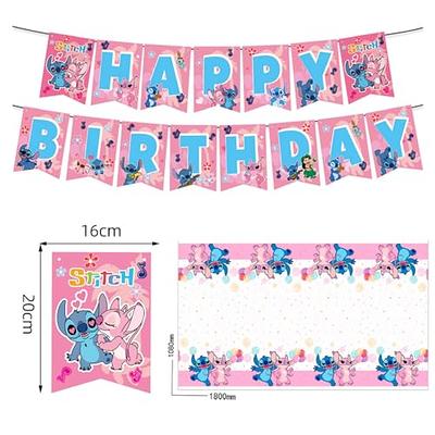 Lilo&Stitch Birthday Party Supplies and Decorations Blue Stitch arty  Supplies Serves 8 Guests with Tablecloth Cake Topper Banner