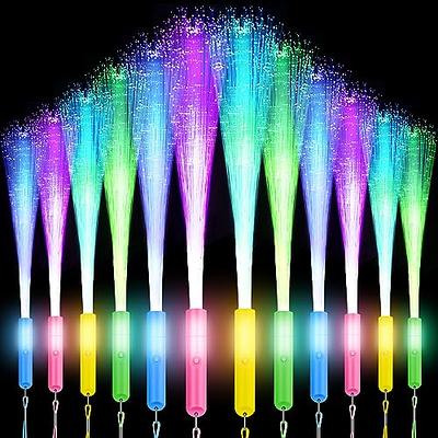 130 Pieces LED Fiber Optic Stick 7 Colors Light Up Fiber Optic Stick Glow  in The Dark Wands for Kid Adults Glow Birthday Entertainment Props Party