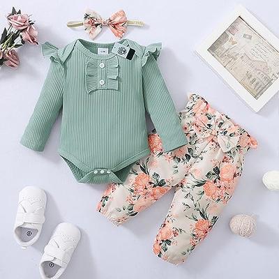 Newborn Baby Girl Clothes Outfits Romper Pants Set Cotton Baby Girls'  Clothing Floral Baby Girl Stuff Cute Baby Clothes Girl Gifts Green Baby  Clothes Girl 0-3 Months - Yahoo Shopping