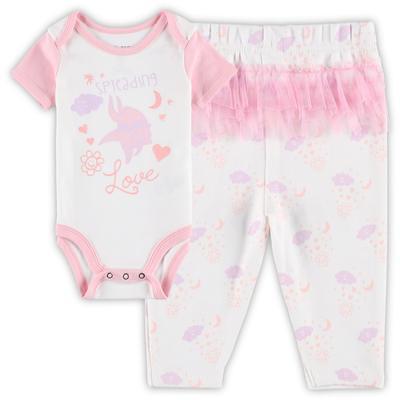 Girls Infant Tiny Turnip White Chicago Cubs 3-Piece Bodysuit Set