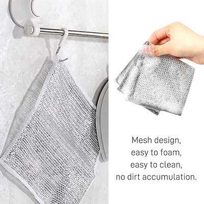 5/10/20pcs Non-Scratch Wire Dishcloth,Silver Wire Mesh Knit Cleaning Cloth  For Wet And Dry,Reusable Dishwashing Rags,Kitchen Dish Towels,Washing For  Dishes, Sinks, Counters, Stove Tops,Cleaning Tools.