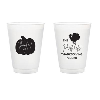 Kids Thanksgiving Cups Personalized, Thanksgiving Party Cups for Kids,  Plastic Cups With Lids and Straws, Friendsgiving Party Cups for Kids 