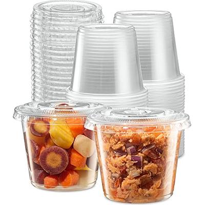 5 oz - 100 Sets} Clear Diposable Plastic Portion Cups With Lids, Small Mini  Containers For