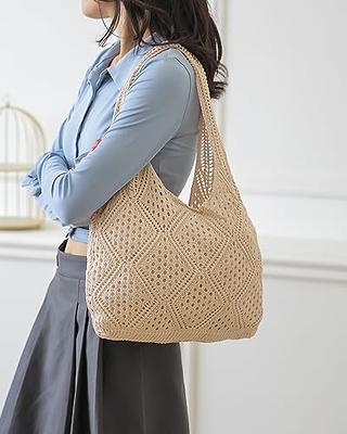  hatisan Crochet Bags for Women Shoulder Handbags Aesthetic Tote  Bag Cute Tote Bag Hippie Bag Knit Bag (Beige) : Clothing, Shoes & Jewelry