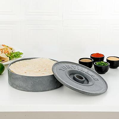 Restaurantware 8.5 x 2.3 inch Tortilla Warmers, 10 Microwave-Safe Tortilla Holders - Lids Included, Insulated, Gray Plastic Tortilla Keepers, Tortilla Servers for HO