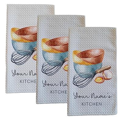 Her Kitchen Personalized Waffle Weave Kitchen Towel