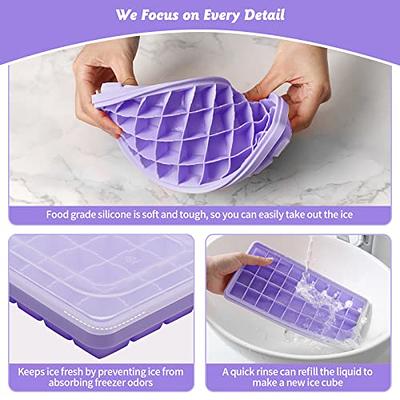 Ice Cube Tray For Freezer With Lid And Bin, Ice Cube Molds With Ice  Container, Scoop And Cover, Bpa Free Ice Trays Stackable Easy Release, 36  Squar