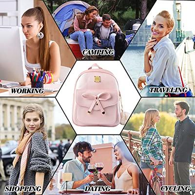 Mini Leather Backpack Purse 3 Pieces Set Bowknot Small Backpack Cute Casual  Travel Daypacks for Girls Women White