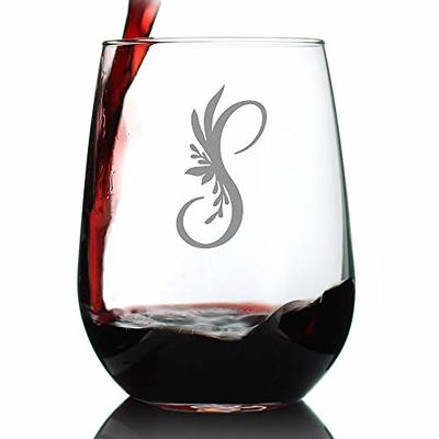 on The Rox Drinks Monogrammed Gifts for Women - A-Z Personalized Wine Glasses Engraved- 12.75 oz (I)