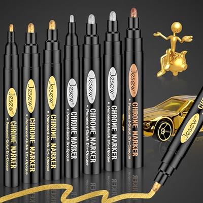  Liquid Gold Paint Pen Metallic - 2 Pack Reflective Paint  Mirror Markers for Art, Dual Tips Mirror Chrome Marker, Permernent Chrome  Paint for Metal, Plastic Model, Ceramic, Glass,Chrome Plating Kit