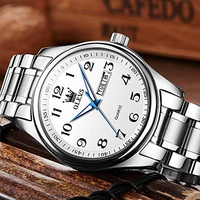  OLEVS Mens Wrist Watches with Date and Day,Classic Mens Quartz  Stainless Steel Dress Watch,Casual Waterproof Watches for Men,Mens Business  Watch Silver Wrist Watch with Roman Numerals(Luminous) : XQIYI: Clothing,  Shoes 