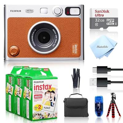  Fujifilm Instax Mini EVO Hybrid Instant Film Camera (Brown)  (16812534) Bundle with 40 Instant Film Sheets + 32GB Memory Card + Small  Padded Case + SD Card Reader + Microfiber Cleaning Cloth : Electronics