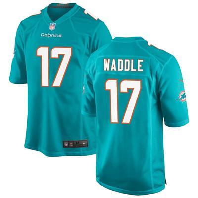 Jaylen Waddle Miami Dolphins Men's Aqua Name & Number Logo T-Shirt 