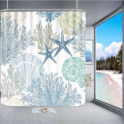 Tritard Nautical Coastal Waterproof Fabric Shower Curtain Starfish Seashell  Coral Beach Themed Bath Curtain Ocean Shower Curtains for Bathroom with 12  Hooks, 72x72, Blue - Yahoo Shopping