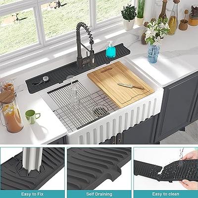 30 Inch Sink Faucet Mat, Kitchen Sink Splash Guard, Faucet Splash Guard,  Sink Sponge Holder Soap Tray, Longer Silicone Sink Mat, Faucet Handle Drip  Catcher Tray for Kitchen, Bathroom, Farmhouse(Black) - Yahoo