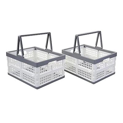 28L-Black Plastic Storage Crates, Pack Of 2 Collapsible Plastic Crates Bins  Basket, Stackable Plastic Storage Boxes Container With Lid For Car Home