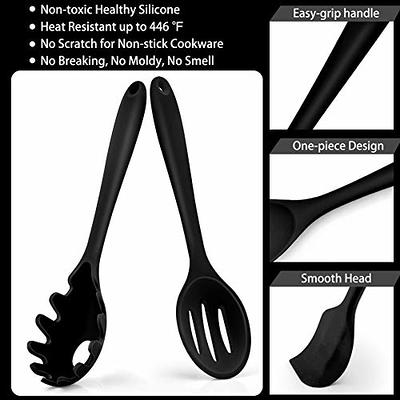 Cooking Utensils Set of 4, E-far Silicone Kitchen Utensils for Non-stick  Cookware, Heat Resistant & Non-toxic Slotted Spatula Solid Spoon Turner for