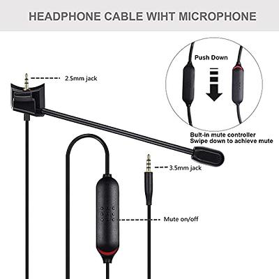 QC45 Boom Microphone Cord Upgraded Professional Gaming headset Cable with  Mute Switch Compatible with Bose QuietComfort45& QC 45 Noise Cancelling