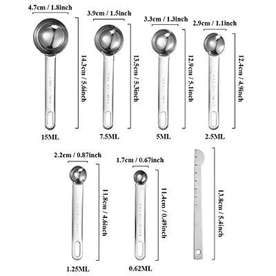 Black Measuring Spoons - Set of 7 Includes Leveler - Premium