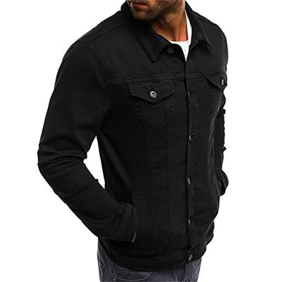 Quealent Foundry Big and Tall Jacket Retro Casual Lapel Long Sleeve Tooling  Jacket Thickening Warm Denim Multi Pockets Denim Men Coat Black XL