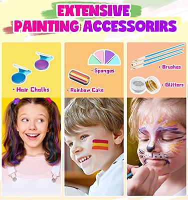  Face Painting Kit For Kids Party, Face Paint Kit Professional  16 Water Based Paints,Face Body Paint Oil Set, Non-Toxic Sensitive Skin  Paints,Kid Face Paint Palette For Party Halloween SFX Makeup 